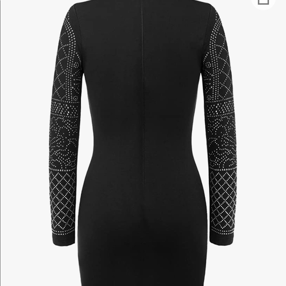 Long Sleeve Rhinestone Embellished Vintage Cocktail Dress - Picture 9 of 9